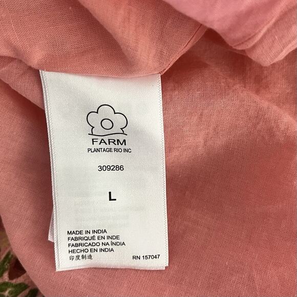 FARM Rio Blooming Floral Embroidered Handkerchief Midi Dress Size L Pink NWT - Picture 8 of 10